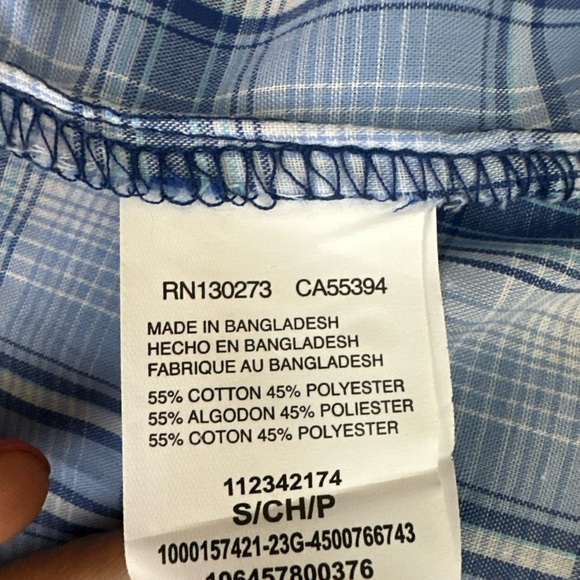 Wrangler Western Shirt Men’s Small Blue Plaid Pearl Snap Long Slv Cowboy Rodeo - Picture 12 of 13